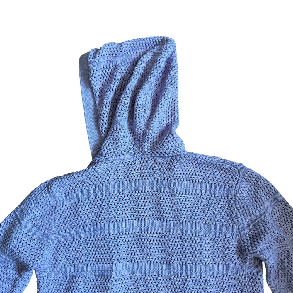 Design History Lavender Purple Pointelle Knit Open Front Hooded Cardigan Small - Picture 7 of 7